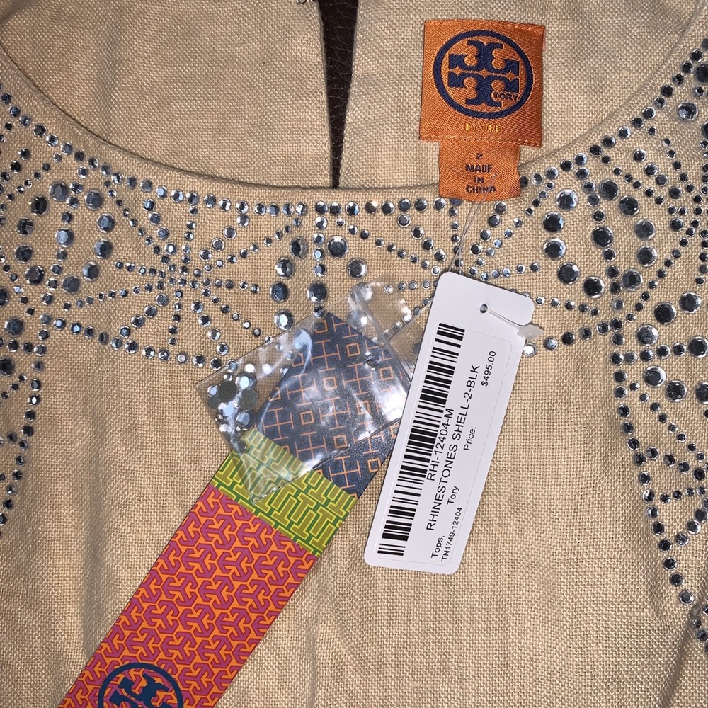 (Tory Burch)Tory by TRB Tan Top with Rhinestones.